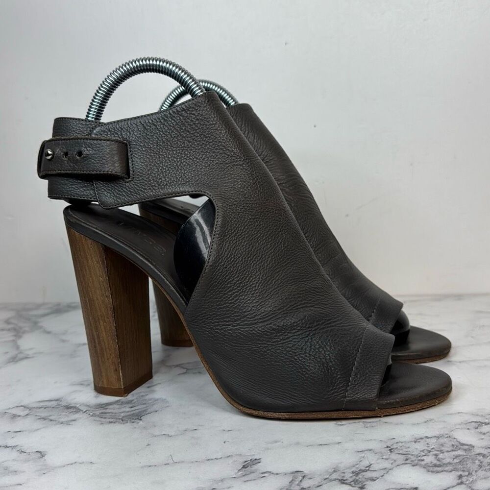 Vince Gray Leather Addie Heels 9.5